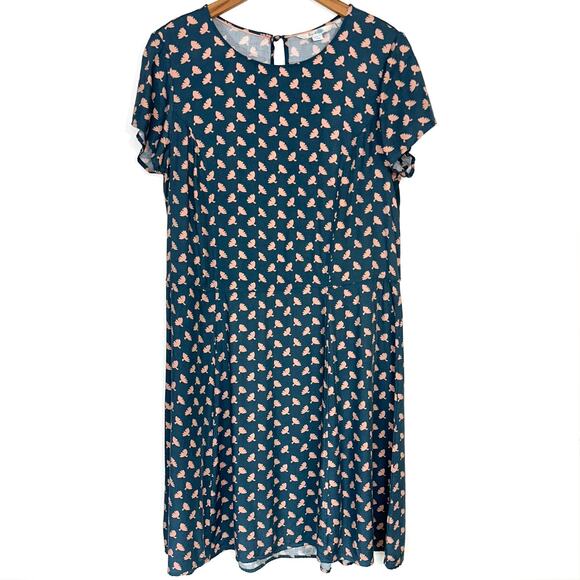 Boden Blue Floral Print Cap Sleeve Fit & Flare Dress Size 10L - Picture 1 of 12